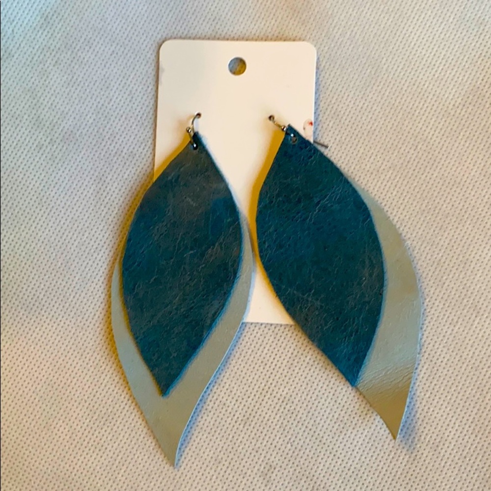 Leather feather earrings